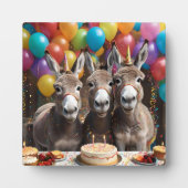 Triple the Joy: Donkey Triplets' Verjaardag Bash Fotoplaat (Voorkant)