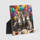Triple the Joy: Donkey Triplets' Verjaardag Bash Fotoplaat (Voorkant)