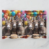 Triple the Joy: Donkey Triplets' Verjaardag Bash Kaart (Binnen)