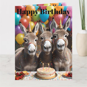 Triple the Joy: Donkey Triplets' Verjaardag Bash Kaart