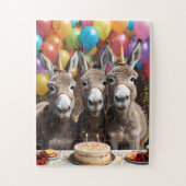 Triple the Joy: Donkey Triplets' Verjaardag Bash Legpuzzel (Verticaal)