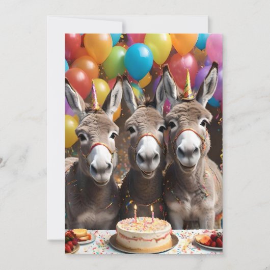 Triple the Joy: een ezel Triplets 'Verjaardag Bash Kaart (Voorkant)