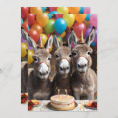Triple the Joy: een ezel Triplets 'Verjaardag Bash Kaart (Voorkant / Achterkant)