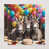 Triple the Joy: een ezel Triplets 'Verjaardag Bash Save The Date (Voorkant / Achterkant)
