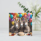 Triple the Joy: een ezel Triplets 'Verjaardag Bash Save The Date (Staand voorkant)