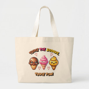 Triple the Scoops, Triple Fun! Grote Tote Bag