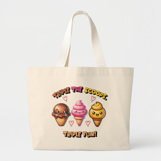 Triple the Scoops, Triple Fun! Grote Tote Bag (Voorkant)