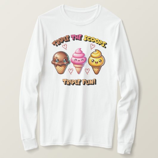 Triple the Scoops, Triple Fun! T-shirt (Design voorkant)