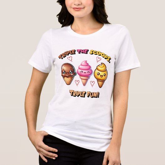 Triple the Scoops, Triple Fun! Tri-Blend Shirt (Voorkant)