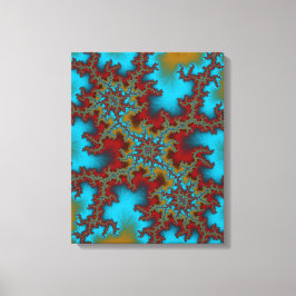 Triple Threat Blauw en Rood Abstract Fractal Art Canvas Afdruk