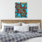Triple Threat Blauw en Rood Abstract Fractal Art Canvas Afdruk (Insitu (Slaapkamer))