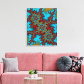 Triple Threat Blauw en Rood Abstract Fractal Art Canvas Afdruk (Insitu (Woonkamer))