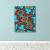 Triple Threat Blauw en Rood Abstract Fractal Art Canvas Afdruk (Insitu (Houten vloer))