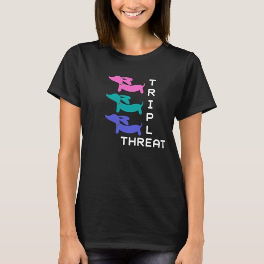 Triple Threat Dachshund (3 doxies) T-shirt (Voorkant)
