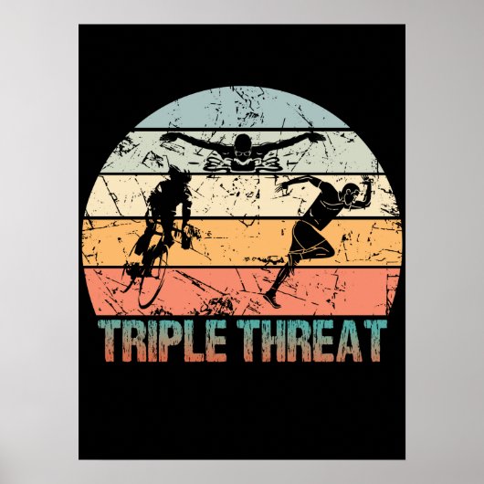 Triple Threat - Triathlon Athlete Poster (Voorkant)