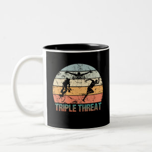 Triple Threat - Triathlon Athlete Tweekleurige Koffiemok