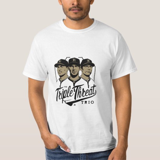 Triple Threat Trio Baseball Game Liefhebber Graphi T-shirt (Voorkant)