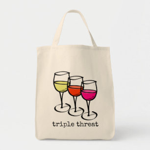 Triple Threat Wine Glasses Tote Bag