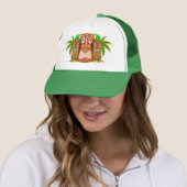 Triple Tiki Palm Tree Trucker Hat Pet (In situ)