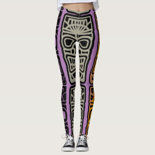Triple Tiki sculptures Thunder_Cove Leggings