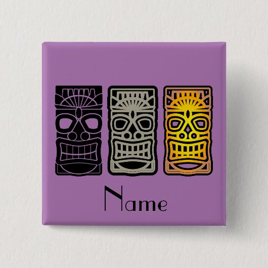 Triple Tiki sculptures Thunder_Cove Vierkante Button 5,1 Cm (Voorkant)