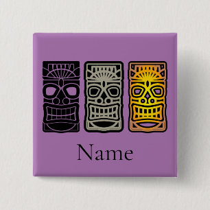 Triple Tiki sculptures Thunder_Cove Vierkante Button 5,1 Cm