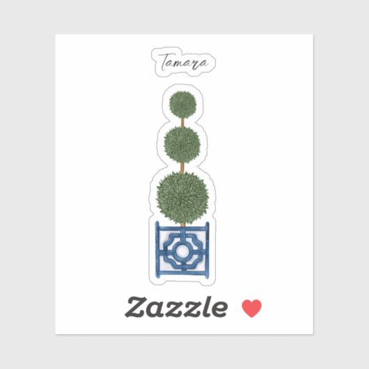 Triple Topiary Tree Chinoiserie Vinyl Sticker (Vel)