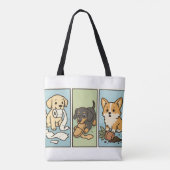 Triple Trouble – Mischievous Puppies Gevangen in d Tote Bag (Achterkant)