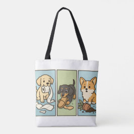 Triple Trouble – Mischievous Puppies Gevangen in d Tote Bag