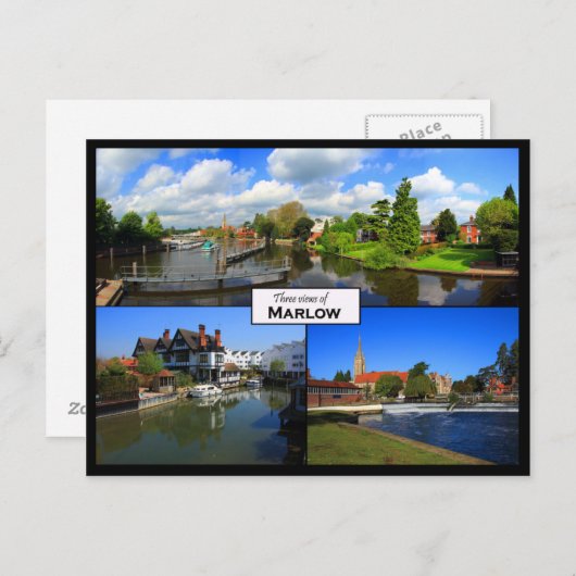 Triple uitzicht briefkaart Marlow, Buckinghamshire (Voorkant / Achterkant)