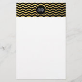 Triple van het Black and Gold Chevron Pattern Briefpapier (Voorkant)