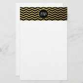 Triple van het Black and Gold Chevron Pattern Briefpapier (Voorkant / Achterkant)