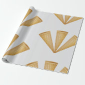 Triple Waffle Ice Cream Cone Zomer Dessert Cadeaupapier (Uitgerold)
