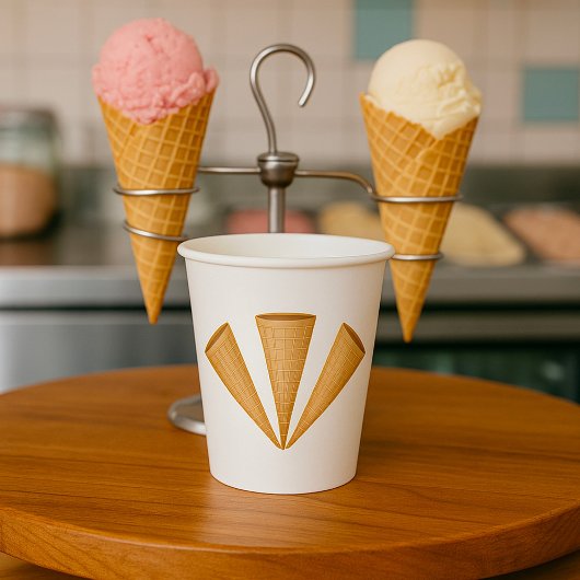 Triple Waffle Ice Cream Cone Zomer Dessert Papieren Bekers