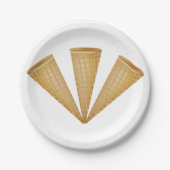 Triple Waffle Ice Cream Cone Zomer Dessert Papieren Bordje (Voorkant)