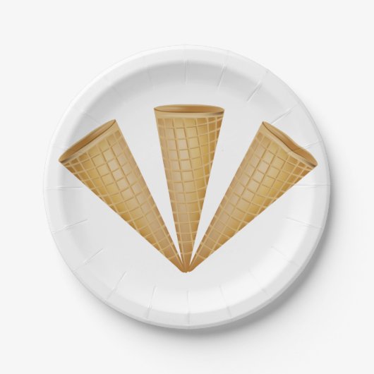 Triple Waffle Ice Cream Cone Zomer Dessert Papieren Bordje (Voorkant)