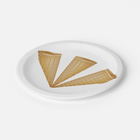 Triple Waffle Ice Cream Cone Zomer Dessert Papieren Bordje (Gekanteld)