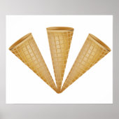 Triple Waffle Ice Cream Cone Zomer Dessert Poster (Voorkant)