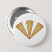 Triple Waffle Ice Cream Cone Zomer Dessert Ronde Button 7,6 Cm (Voorkant /achterkant)