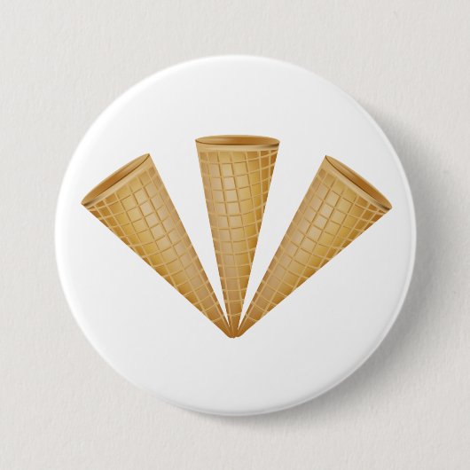 Triple Waffle Ice Cream Cone Zomer Dessert Ronde Button 7,6 Cm (Voorkant)