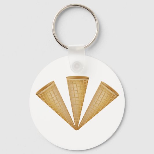 Triple Waffle Ice Cream Cone Zomer Dessert Sleutelhanger (Achterkant)