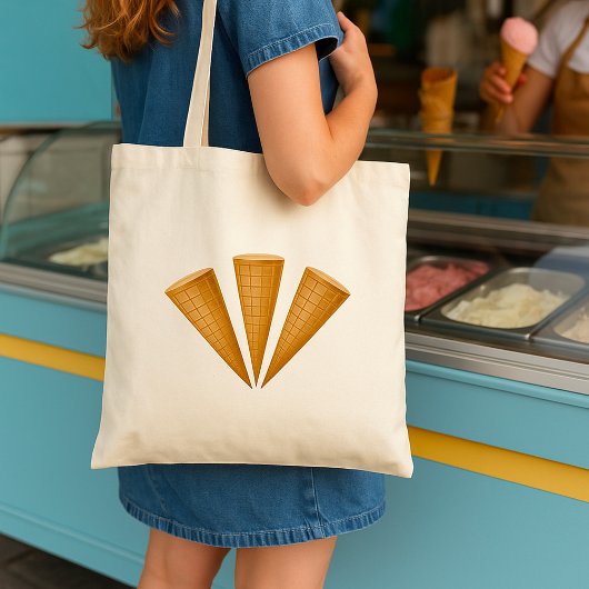 Triple Waffle Ice Cream Cone Zomer Dessert Tote Bag