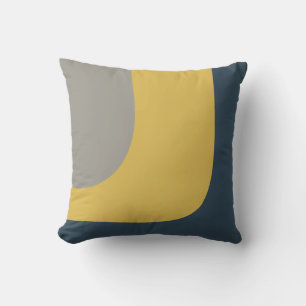 Triple Wave Minimalist Pattern Mustard Gray Buitenkussen