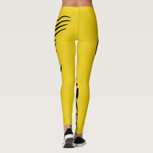 Triple Yellow Pony Horse Bronco Stallion Lineart Leggings (Achterkant)