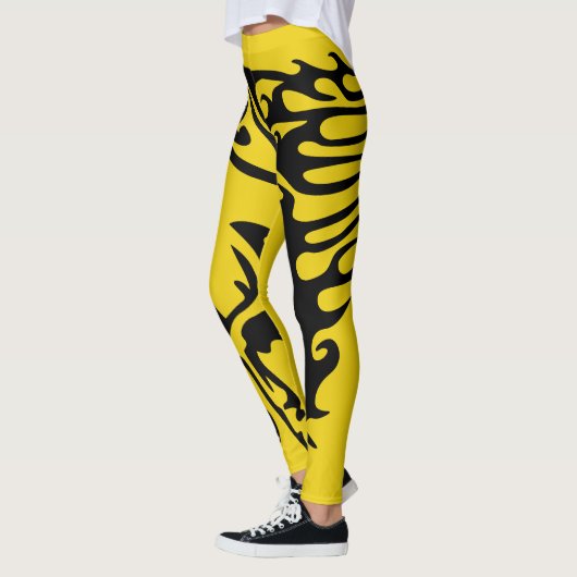 Triple Yellow Pony Horse Bronco Stallion Lineart Leggings (Links)