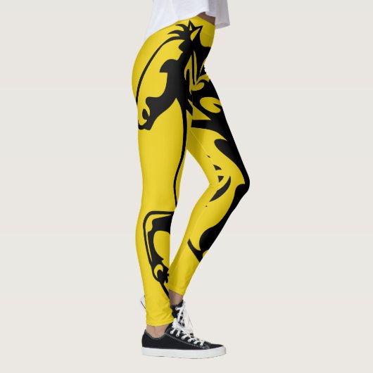 Triple Yellow Pony Horse Bronco Stallion Lineart Leggings (Rechts)