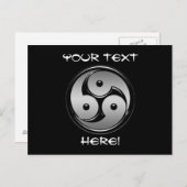 Triple Yin Yang - Metal & Glossy Black Briefkaart (Voorkant / Achterkant)