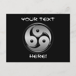 Triple Yin Yang - Metal & Glossy Black Briefkaart