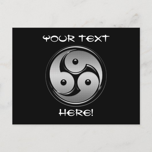 Triple Yin Yang - Metal & Glossy Black Briefkaart (Voorkant)