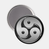Triple Yin Yang - Metal & Glossy Black Magneet (Voorkant / Achterkant)